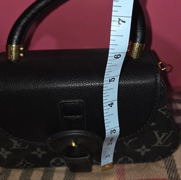Monogram Pattern Mini Black Top-Handle Bag - Picture 9 of 10